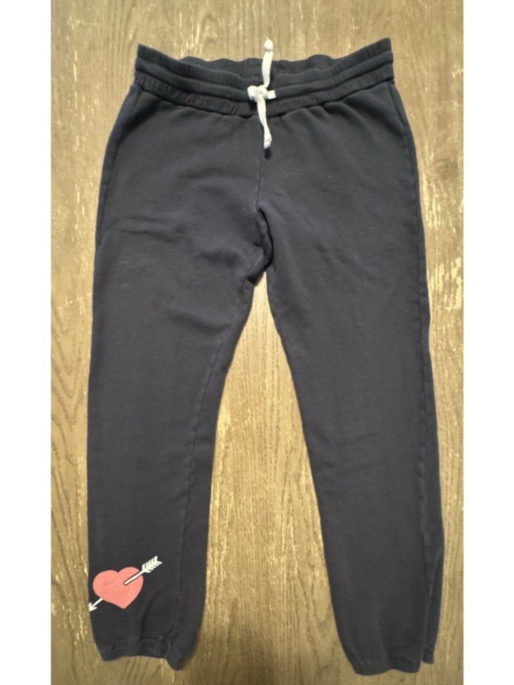 Junk Food Small Washed Black Heart Arrow Logo Drawstring Jogger USA Vtg 90s y2k